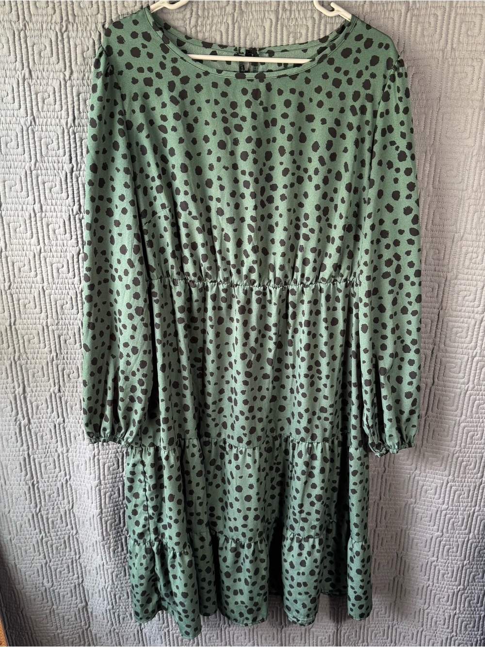 Shein Curve Dress Women’s 2xL Green Polyester Blend Leopard Print Long Sleeve